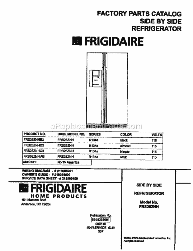 Frigidaire FRS26ZNHQ3 Frg(V3) / Refrigerator Page C Diagram