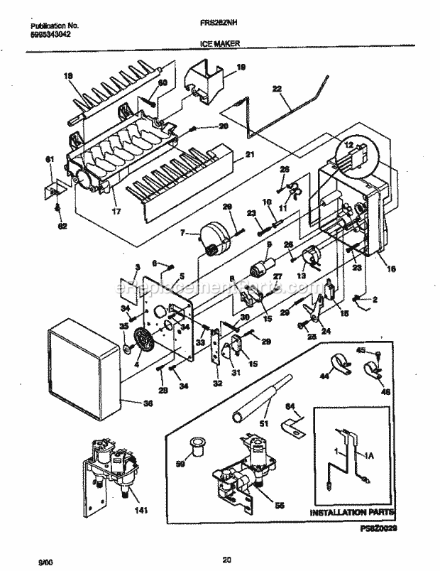 Frigidaire FRS26ZNHW4 Frg(V4) / Refrigerator Ice Maker Diagram