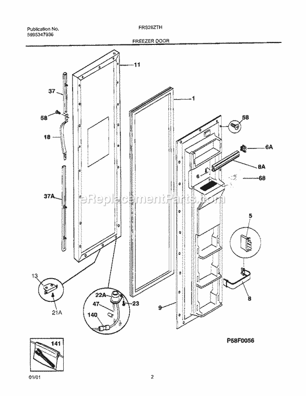 Frigidaire FRS26ZTHB5 Side-By-Side Frigidaire/Refrigerator Freezer Door Diagram