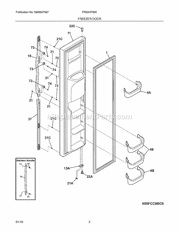 Frigidaire FRS3HF55KS1 Refrigerator Freezer Door Diagram