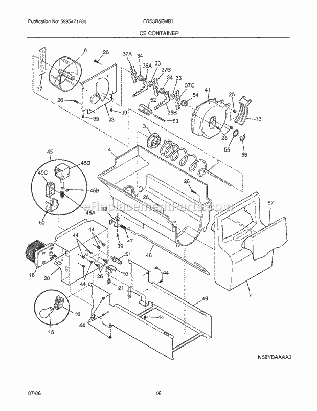 Frigidaire FRS3R5EMB7 Frigidaire/Refrigerator Ice Container Diagram