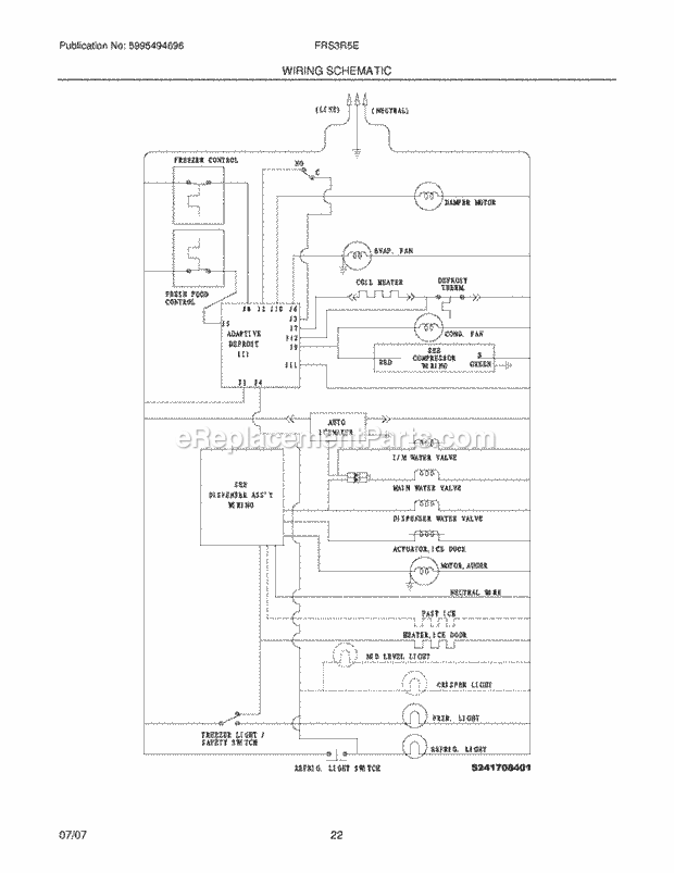 Frigidaire FRS3R5EMB8 Side-By-Side Refrigerator Page N Diagram