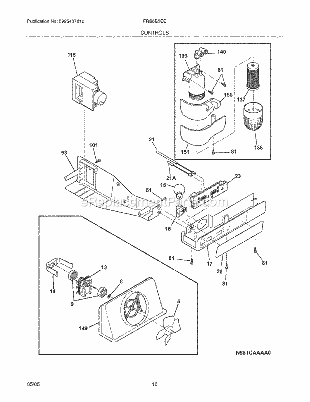 Frigidaire FRS6B5EEQ1 Side-By-Side Refrigerator Controls Diagram