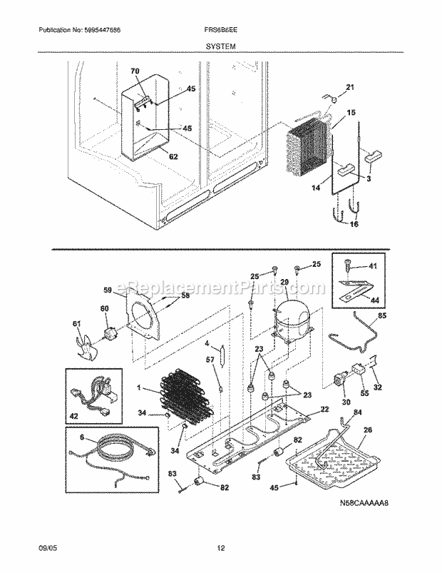 Frigidaire FRS6B6EEB7 Side-By-Side Refrigerator System Diagram