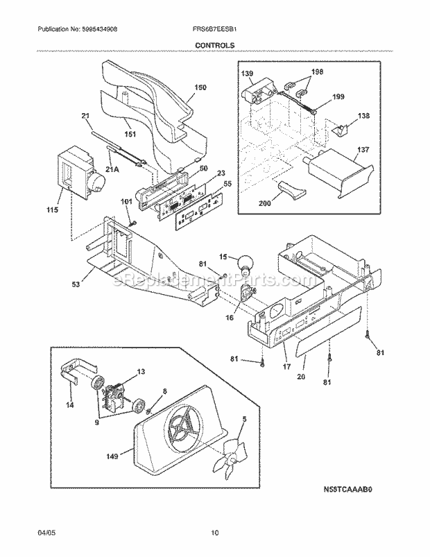 Frigidaire FRS6B7EESB1 Side-By-Side Side-By-Side Controls Diagram