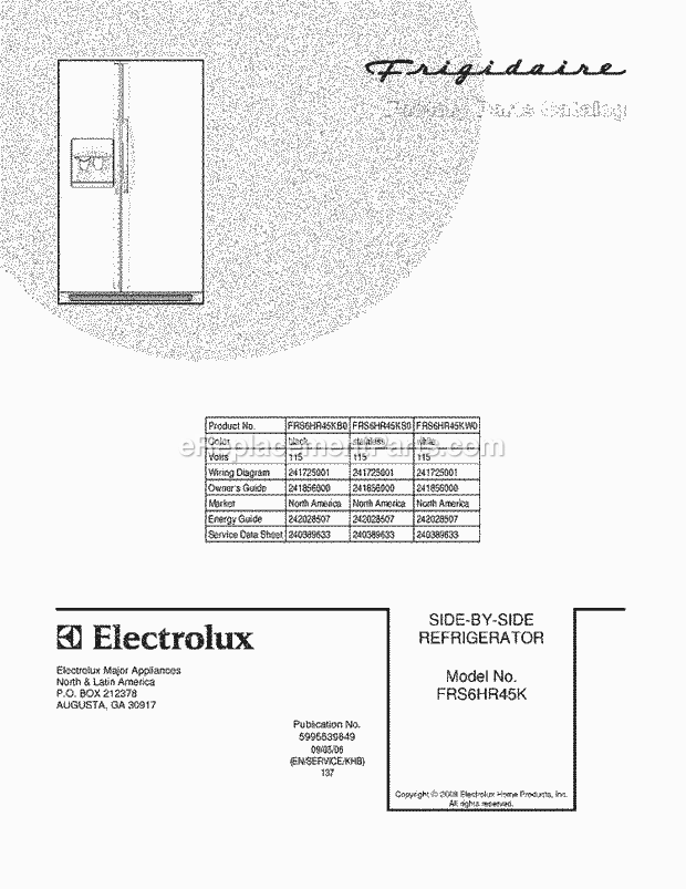 Frigidaire FRS6HR45KW0 Refrigerator Page C Diagram