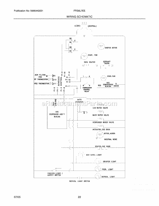 Frigidaire FRS6L7EES9 Side-By-Side Refrigerator Page L Diagram