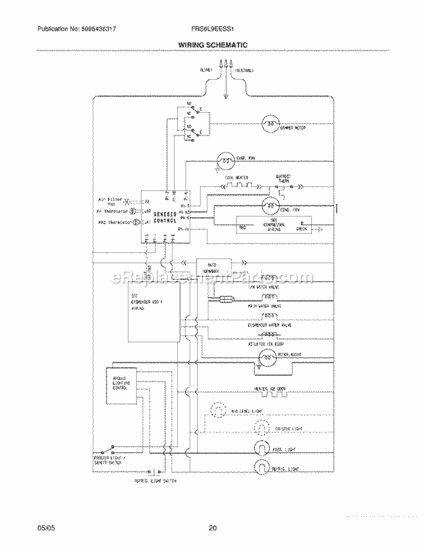 Frigidaire FRS6L9EESS1 Side-By-Side Refrigerator Page L Diagram