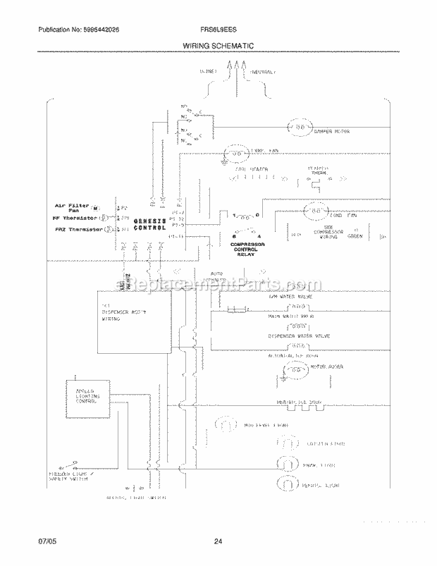 Frigidaire FRS6L9EESS5 Side-By-Side Refrigerator Page L Diagram