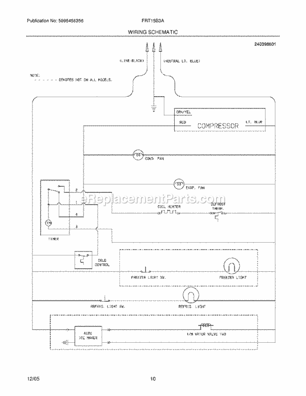 Frigidaire FRT15B3AZ9 Top Freezer Refrigerator Page G Diagram