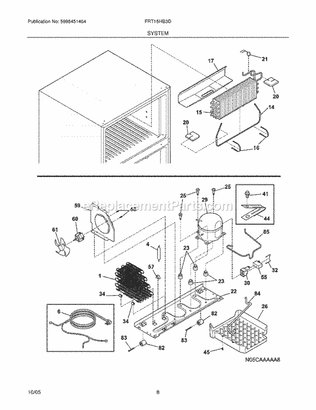 Frigidaire FRT15HB3DZ4 Top Freezer Refrigerator System Diagram