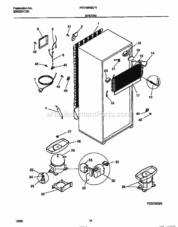 Frigidaire FRT16RSCD4 Top Freezer Frigidaire Top Mount Refrigerator System Diagram