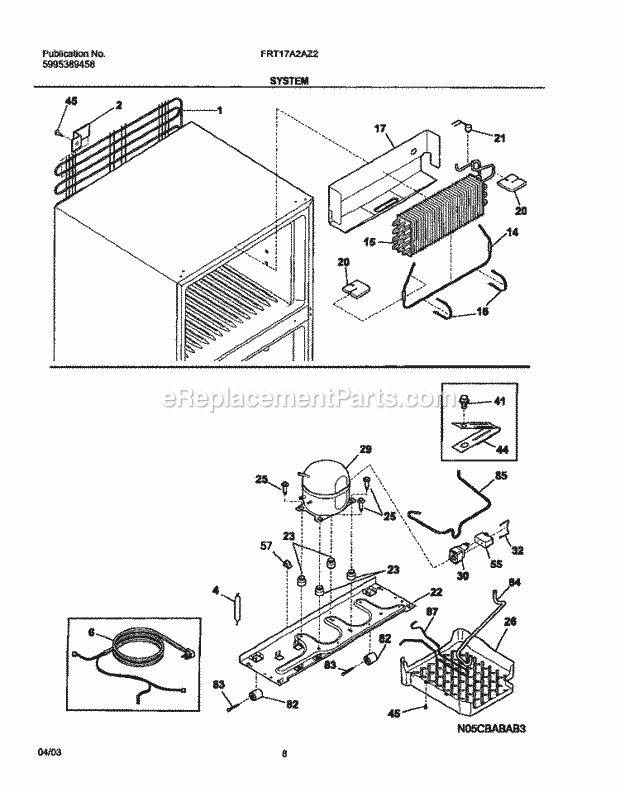 Frigidaire FRT17A2AZ2 Top Freezer Refrigerator System Diagram