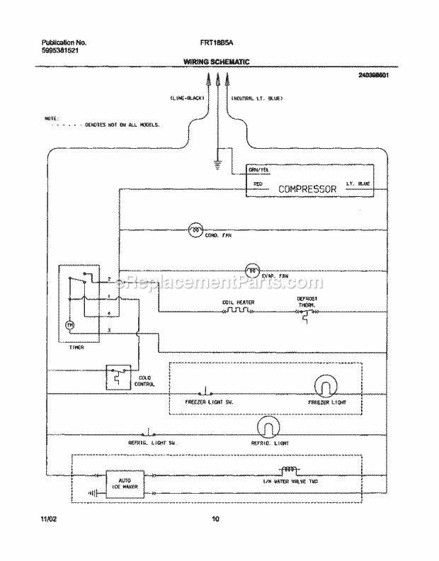 Frigidaire FRT18B5AW6 Top Freezer Top-Mount Refrigerator Page G Diagram