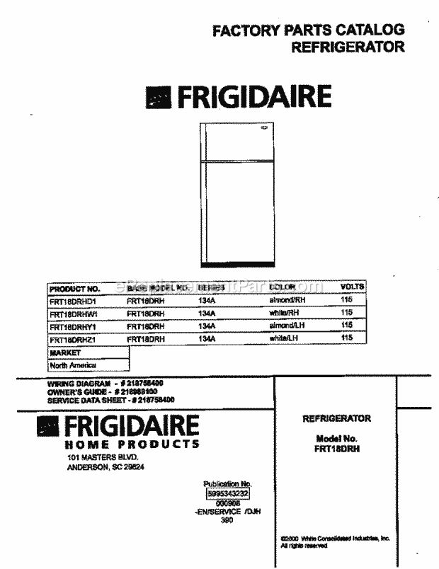 Frigidaire FRT18DRHZ1 Frg(V4) / Refrigerator Page B Diagram