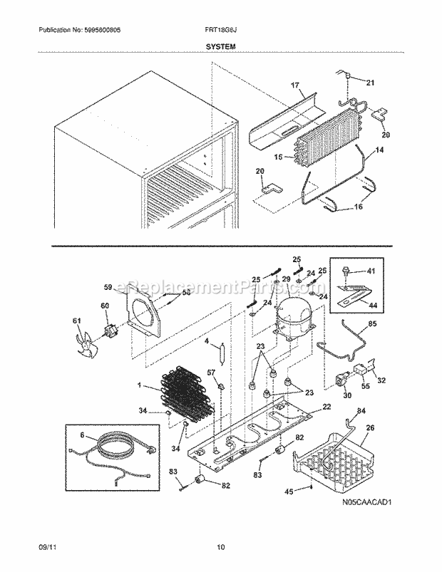 Frigidaire FRT18G6JSC Refrigerator System Diagram