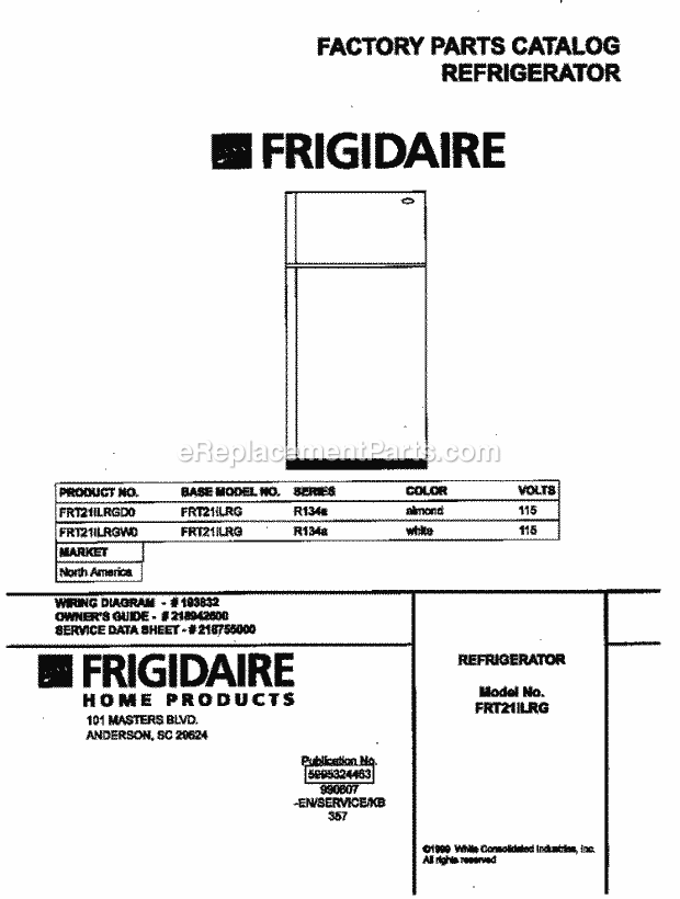Frigidaire FRT21ILRGW0 Top Freezer Frigidaire/Refrigerator Page B Diagram