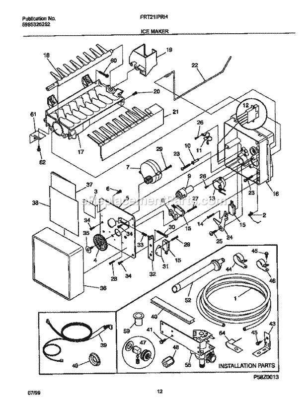 Frigidaire FRT21IPRHD3 Top Freezer Frigidaire/Refrigerator Icemaker Diagram