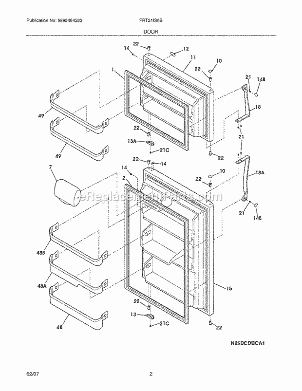 Frigidaire FRT21IS6BBC Top Freezer Refrigerator Doors Diagram