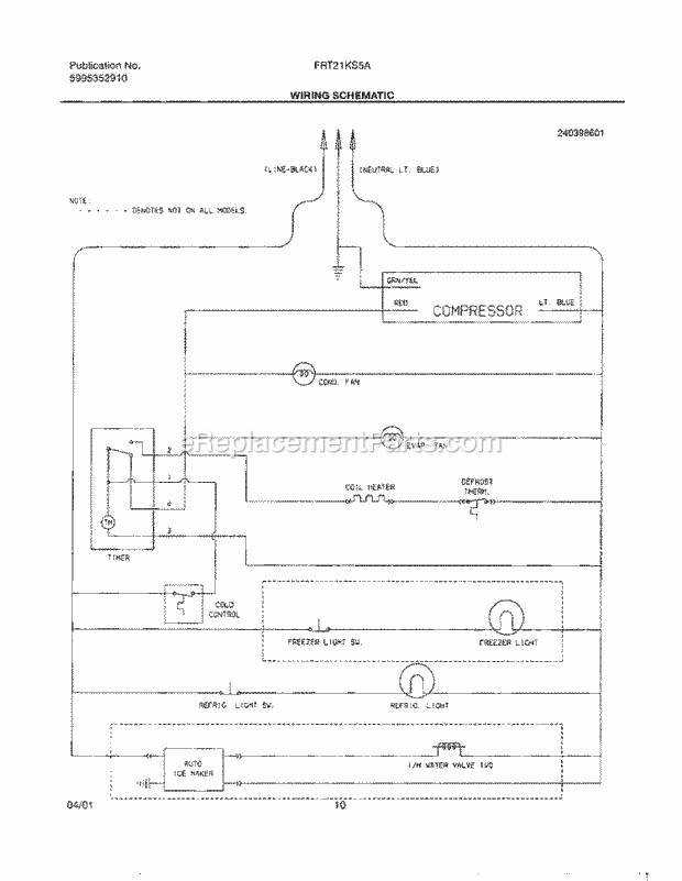 Frigidaire FRT21KS5AQ0 Top Freezer Top-Mount Refrigerator Page G Diagram