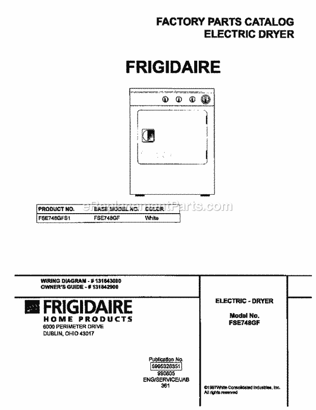 Frigidaire FSE748GFS1 Residential Frigidaire/Stack Dryer Page F Diagram