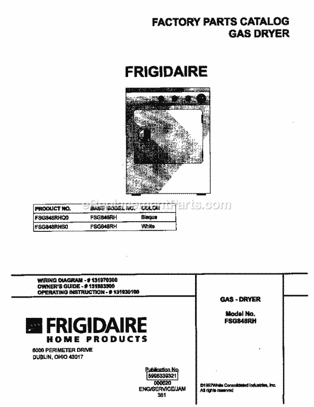 Frigidaire FSG848RHQ0 Residential Dryer-Frigidaire Page C Diagram