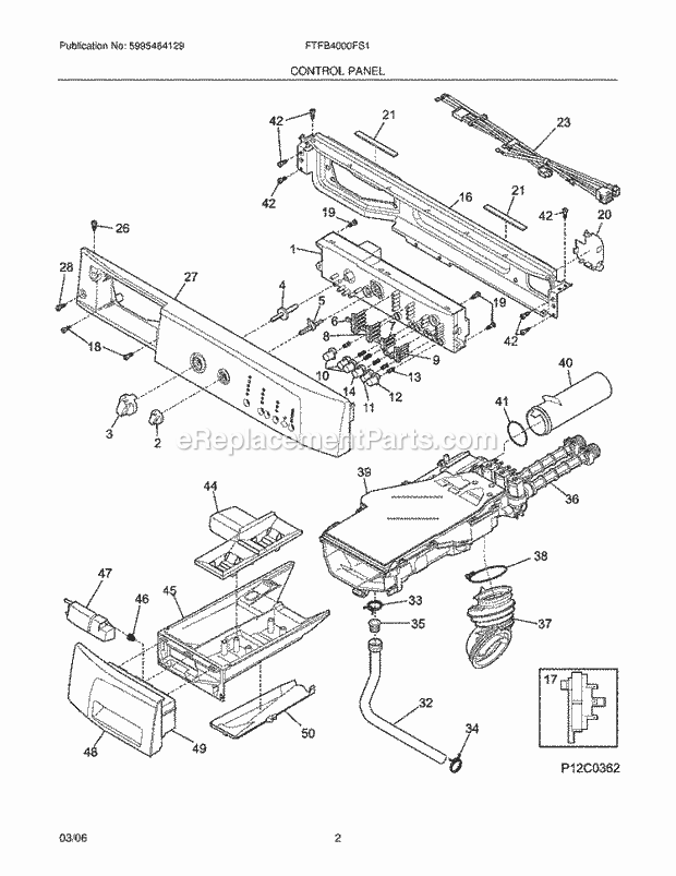 Frigidaire FTFB4000FS1 Residential Washer Control Panel Diagram