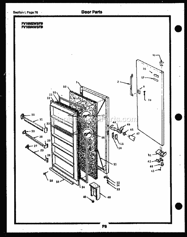 Frigidaire FV05M2WSFB Gib(V2) / Vertical Freezer Door Parts Diagram