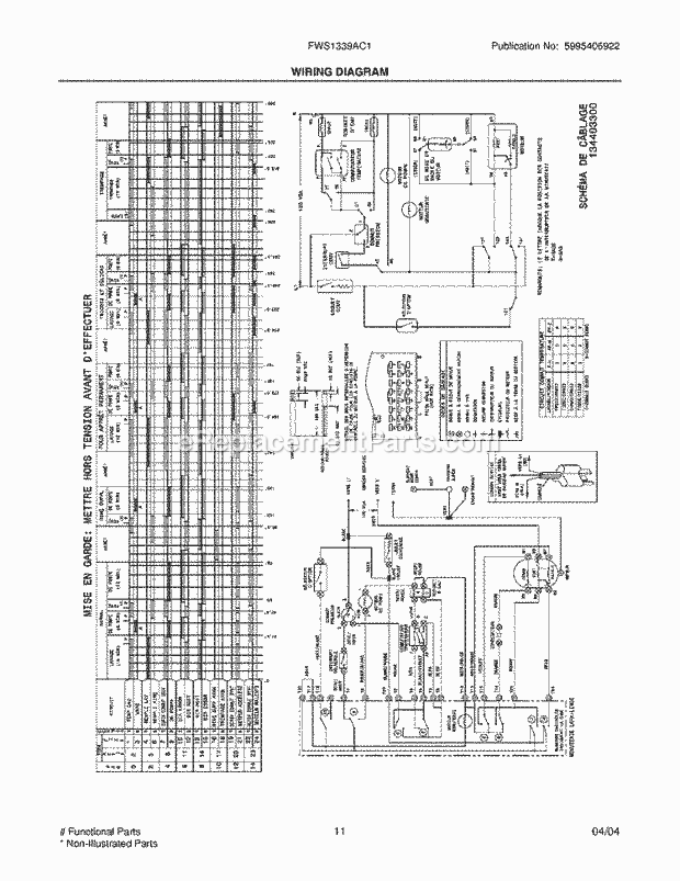 Frigidaire FWS1339AC1 Residential Washer Page F Diagram