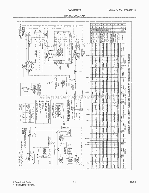 Frigidaire FWS6600FS0 Residential Washer Page G Diagram