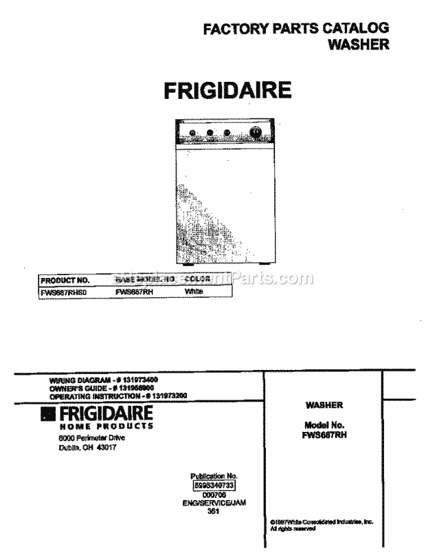 Frigidaire FWS687RHS0 Residential Washer-Frigidaire/Circuit City Page B Diagram