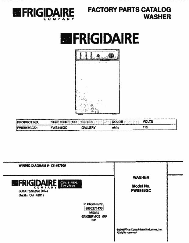 Frigidaire FWS845GCS1 Residential Frigidaire Washer Page C Diagram