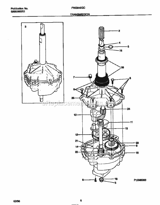 Frigidaire FWS845GCT3 Residential Frigidaire Washer Transmission Diagram