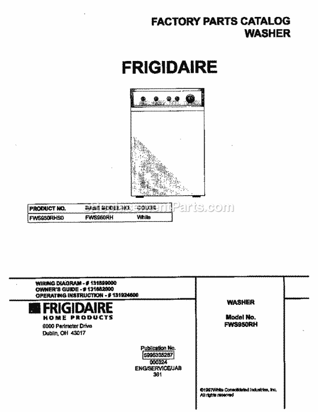 Frigidaire FWS950RHS0 Residential Washer-Frigidaire Page F Diagram