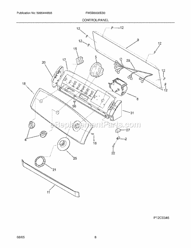 Frigidaire FWSB6600ES0 Residential Washer Control / Panel Diagram