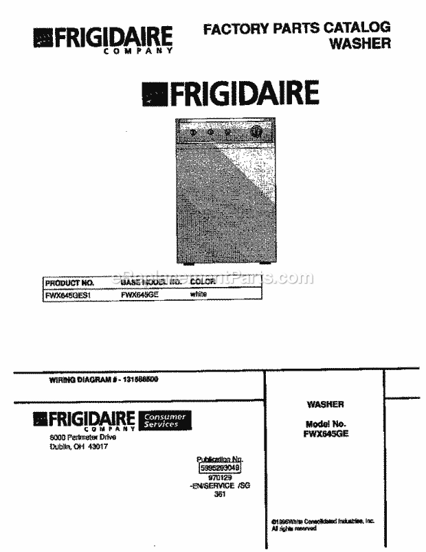 Frigidaire FWX645GES1 Residential Frigidaire Washer Page C Diagram