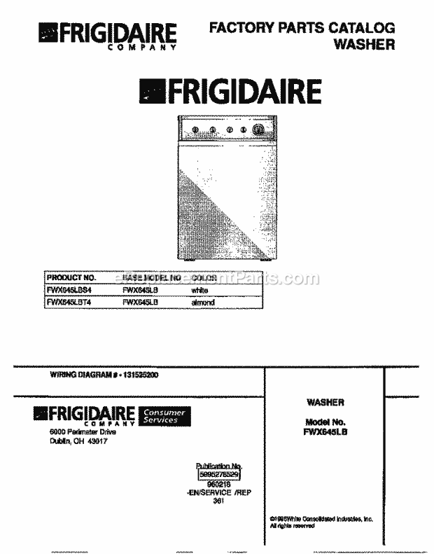 Frigidaire FWX645LBS4 Residential Frigidaire Washer Page C Diagram