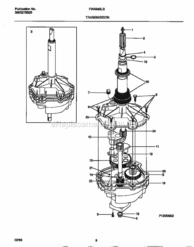 Frigidaire FWX645LBS4 Residential Frigidaire Washer Transmission Diagram