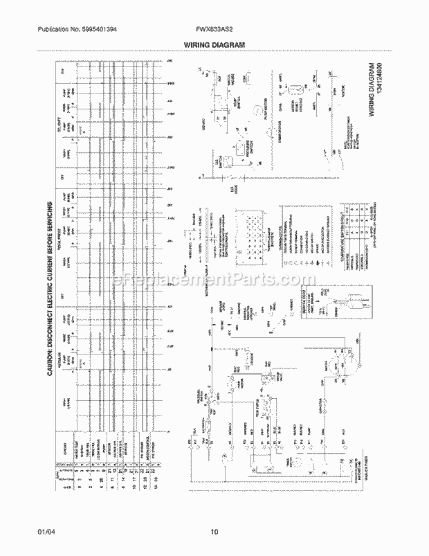 Frigidaire FWX833AS2 Residential Washer Page F Diagram