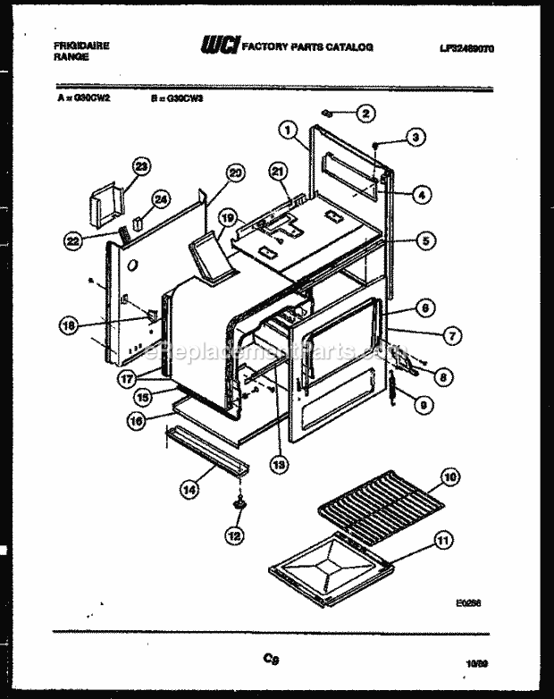 Frigidaire G30CL3 Freestanding, Gas Range Gas Body Parts Diagram