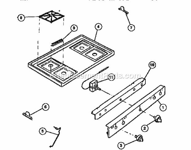 Frigidaire G30NW4 Freestanding, Gas Gas Range Top Diagram