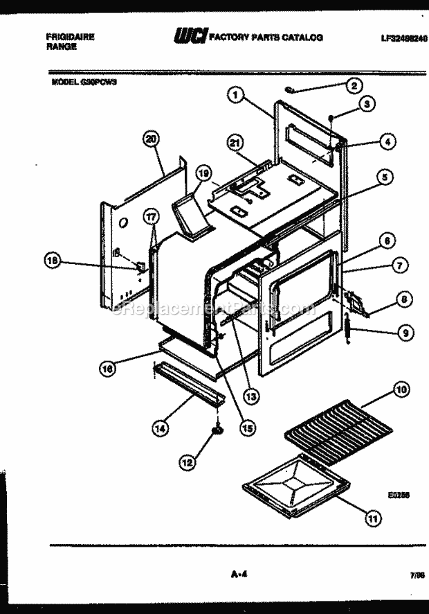 Frigidaire G30PCL3 Freestanding, Gas Range Gas Body Parts Diagram