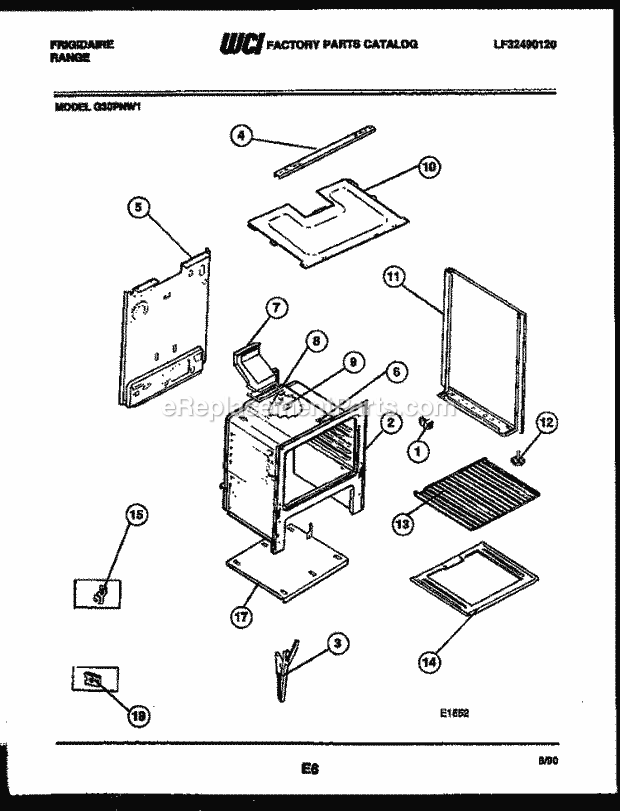 Frigidaire G30PNL1 Freestanding, Gas Range Gas Body Parts Diagram