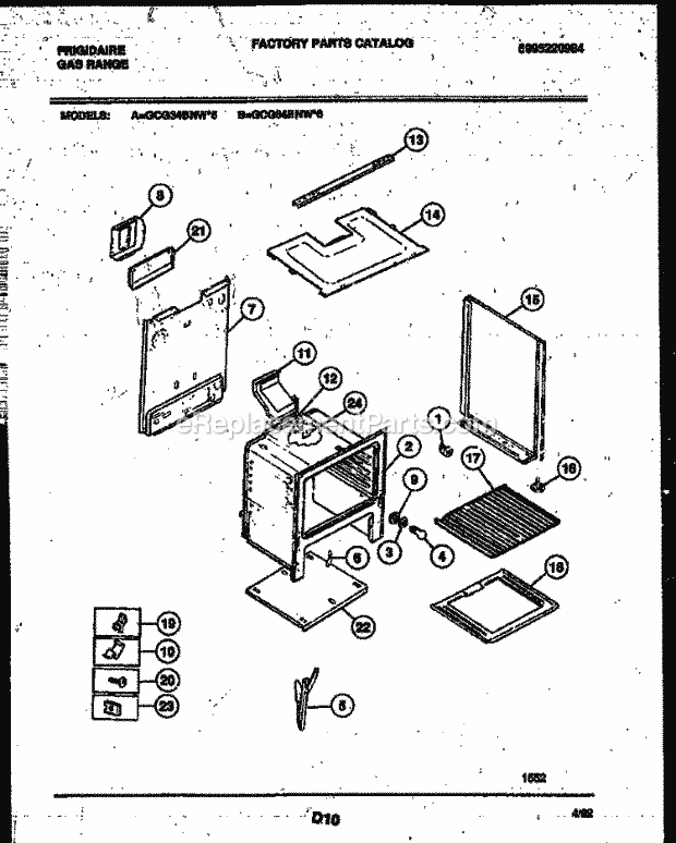 Frigidaire GCG34BNL6 Freestanding, Gas Range Gas Body Parts Diagram