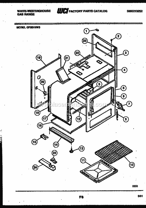 Frigidaire GF201ND3 Wwh(V2) / Gas Range Body Parts Diagram