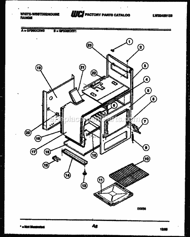 Frigidaire GF300KXD0 Wwh(V2) / Gas Range Body Parts Diagram