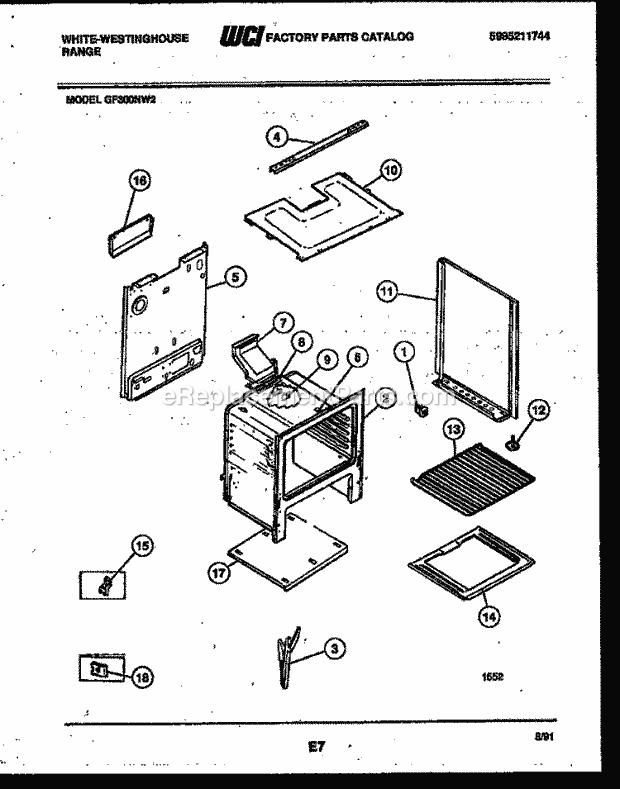 Frigidaire GF300ND2 Wwh(V2) / Gas Range Body Parts Diagram