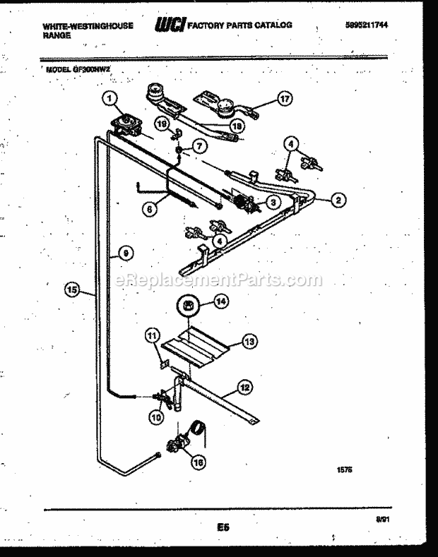 Frigidaire GF300ND2 Wwh(V2) / Gas Range Burner, Manifold and Gas Control Diagram