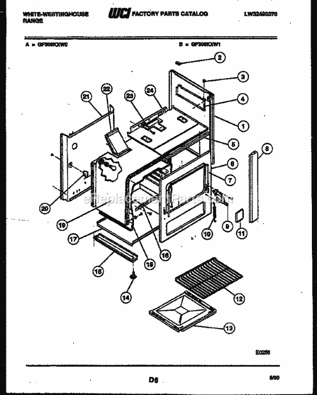 Frigidaire GF306KXW0 Wwh(V1) / Gas Range Body Parts Diagram