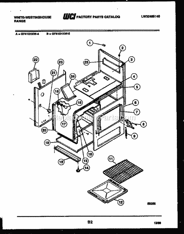 Frigidaire GF410HXW4 Wwh(V1) / Range Broiler Drawer Parts Diagram